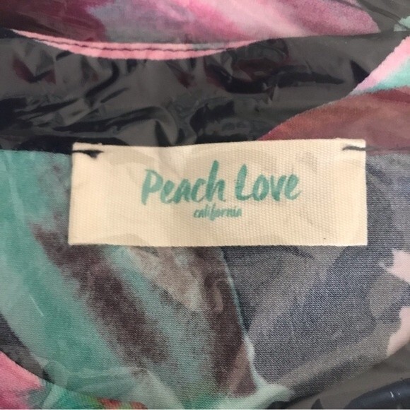 Peach Love California Popover Large Navy Floral Shirttail Dress Women Large - Picture 6 of 11